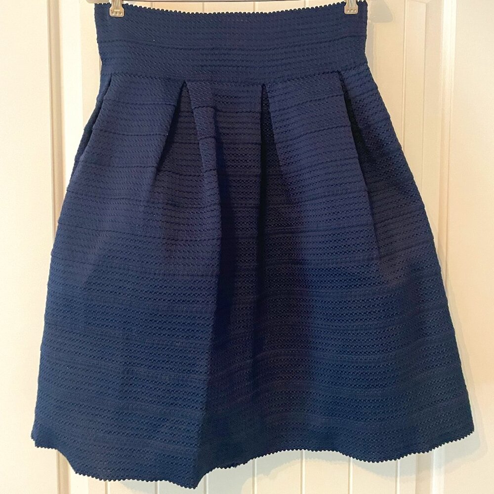 7th Avenue New York & Company Striped Pleated Stretch Skirt Size M (Pre-Owned)